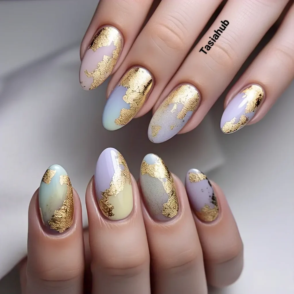 golden Easter elegance nails