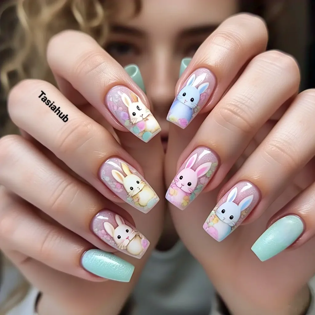 pastel bunny nails