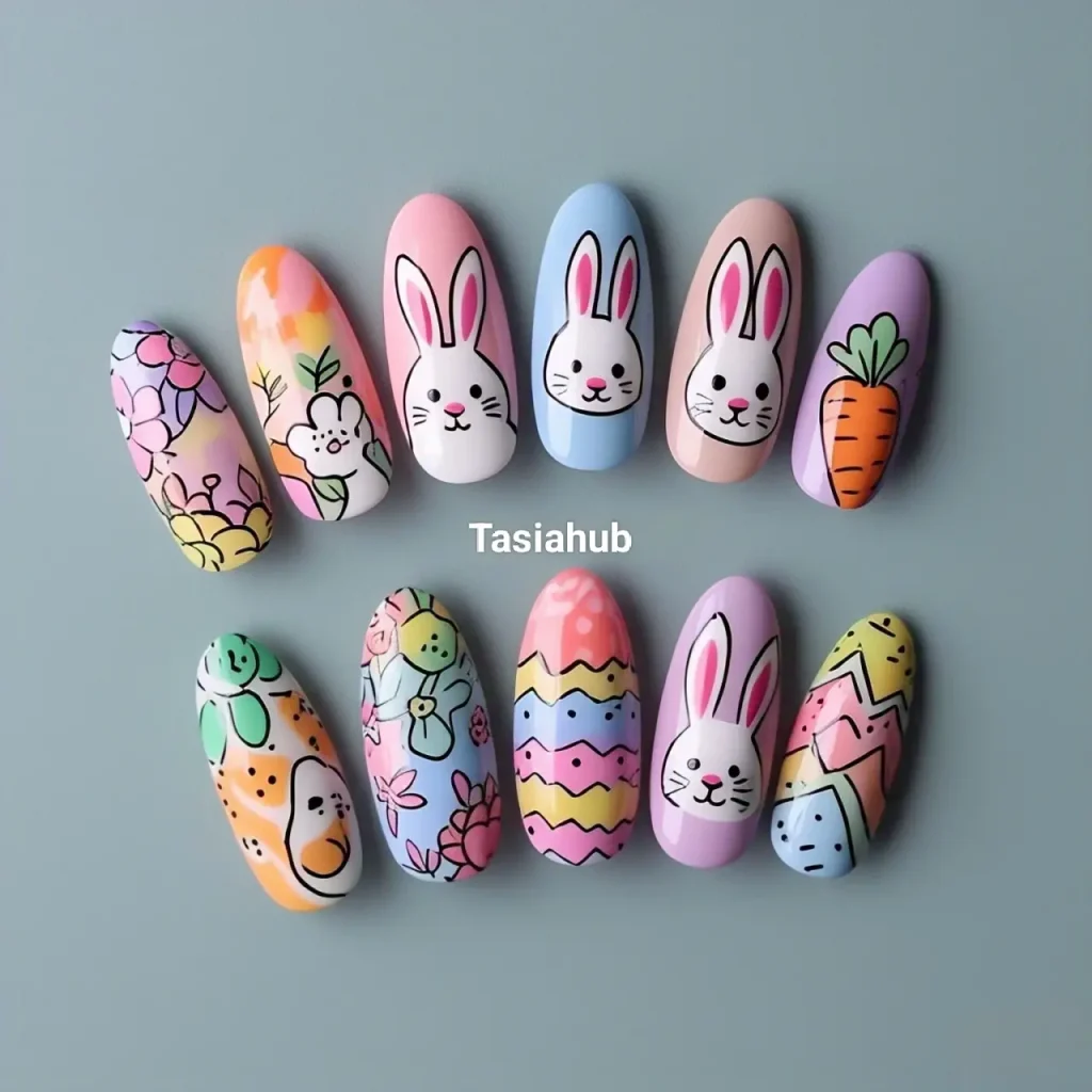 springtime doodle nail