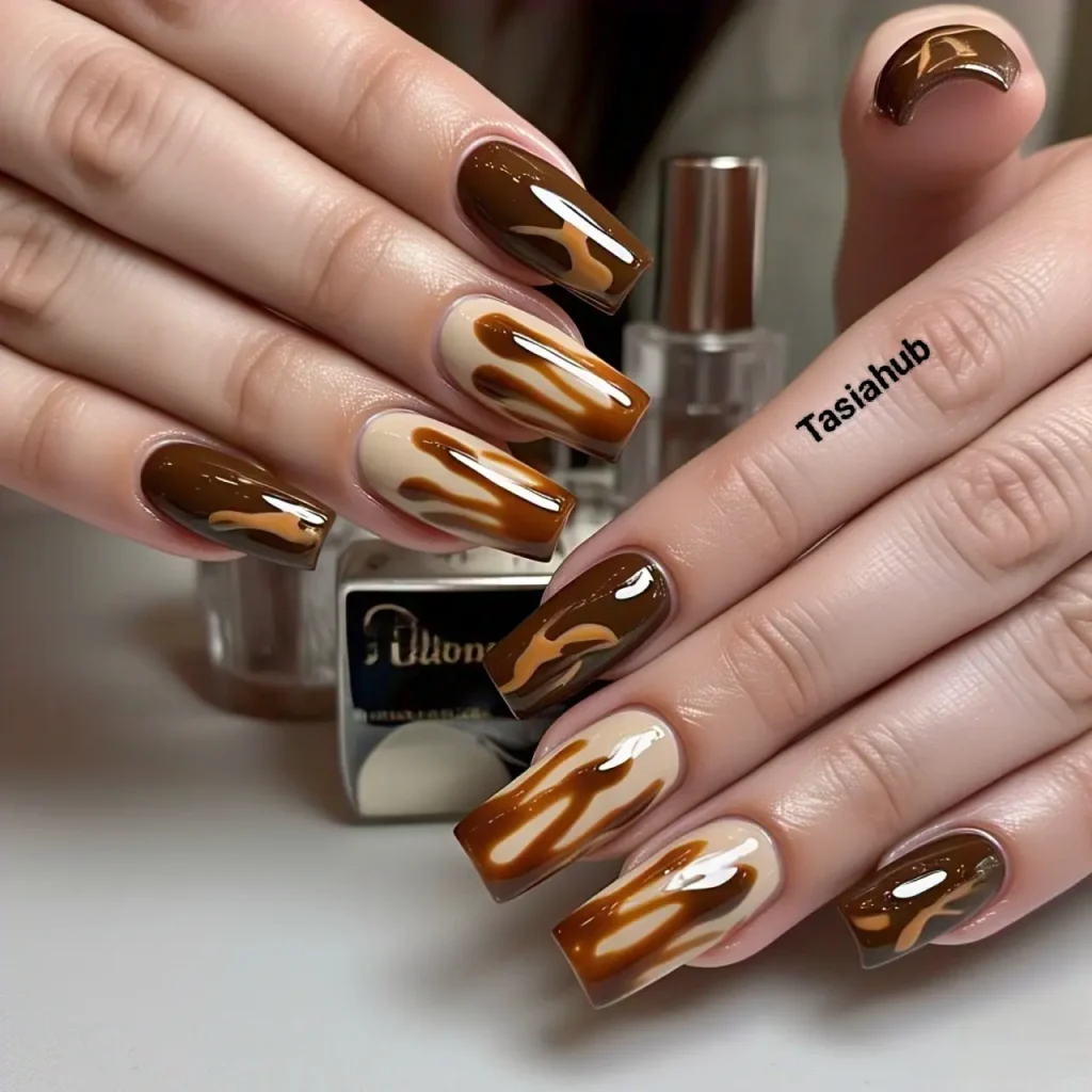 caramel drizzle nails