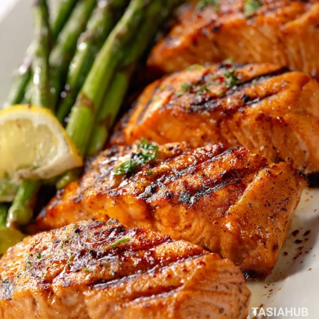 Grilled salmon and asparagus