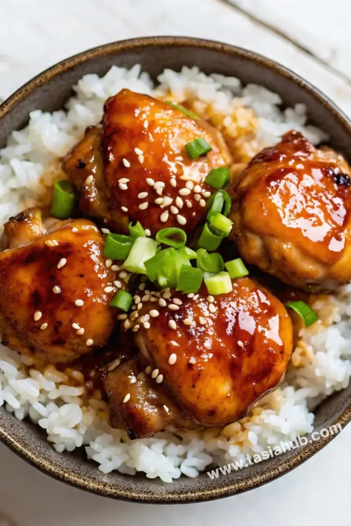 a serving of honey garlic chicken
