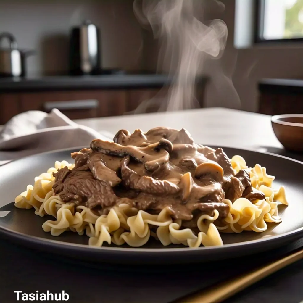 Tasty beef stroganoff