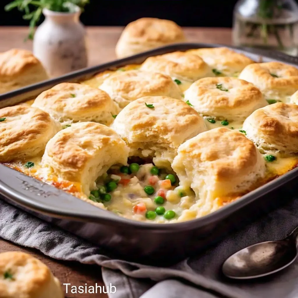Chicken pot pie with biscuit
