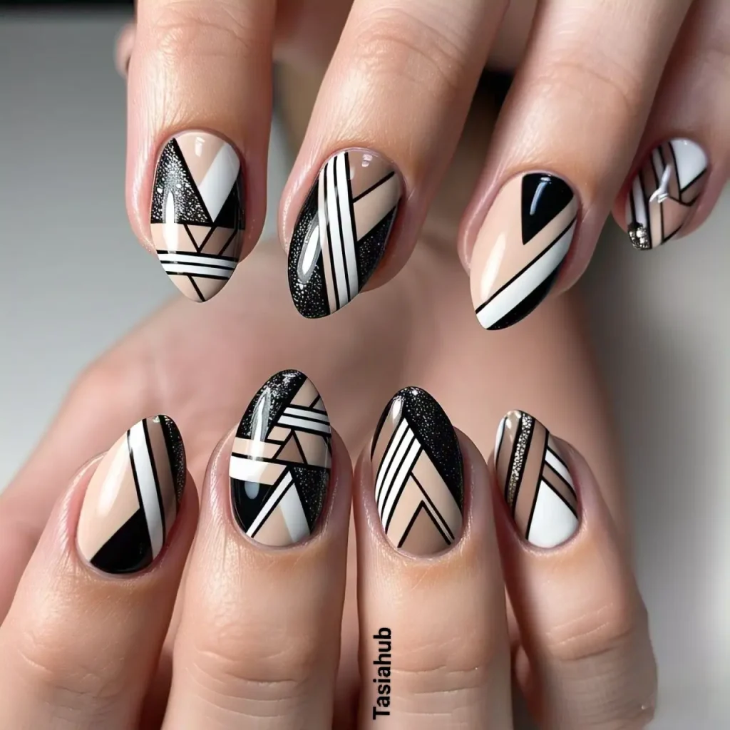geometric almond nails