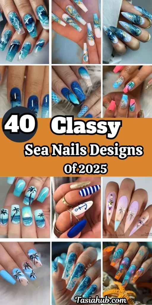 sea nails design pin image