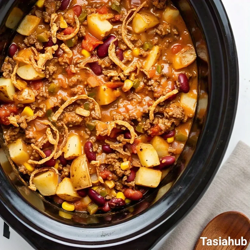 A crockpot of cowboy casserole