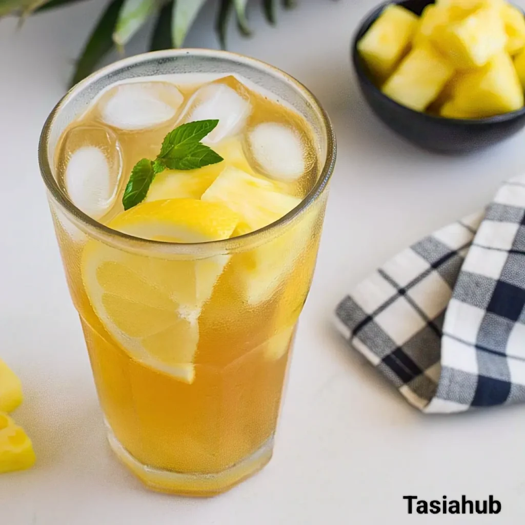 A glass of pineapple iced tea