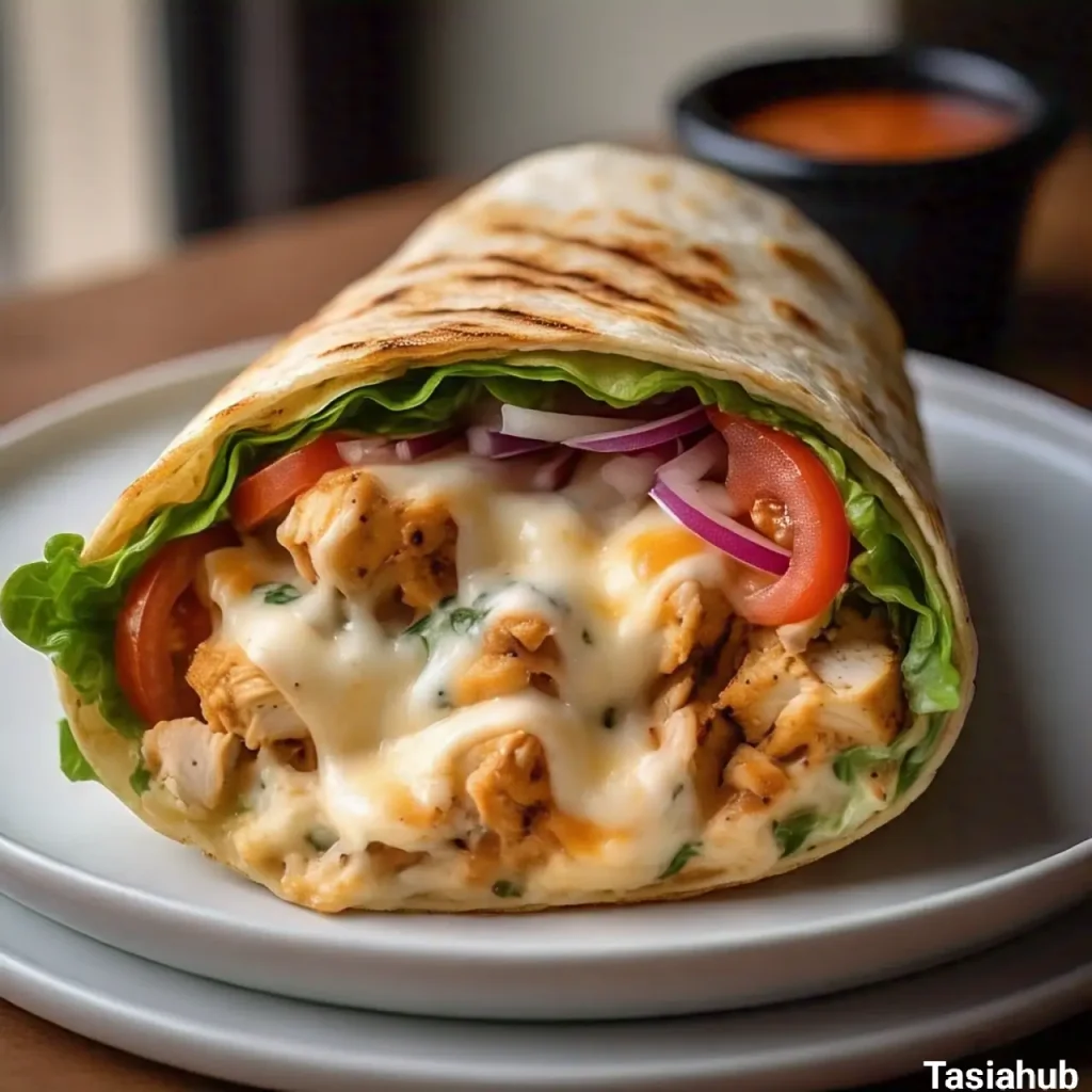 A serving of cheesy garlic chicken wraps