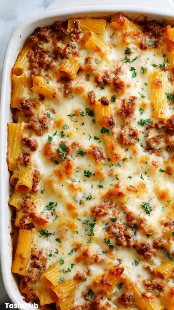 Baked Rigatoni With Ground Beef recipe