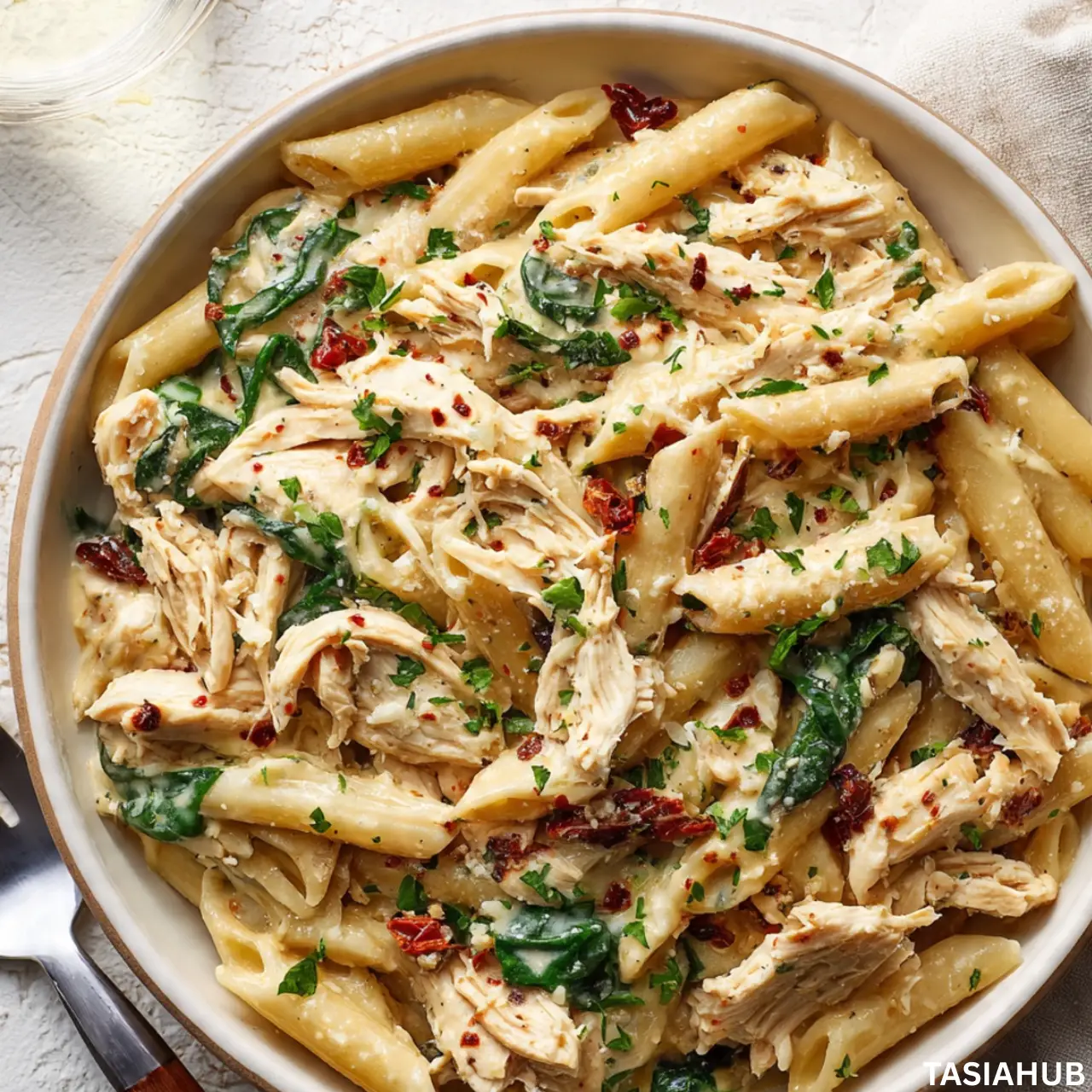Crockpot garlic Parmesan chicken pasta recipe