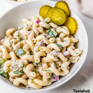 Dill pickle pasta salad