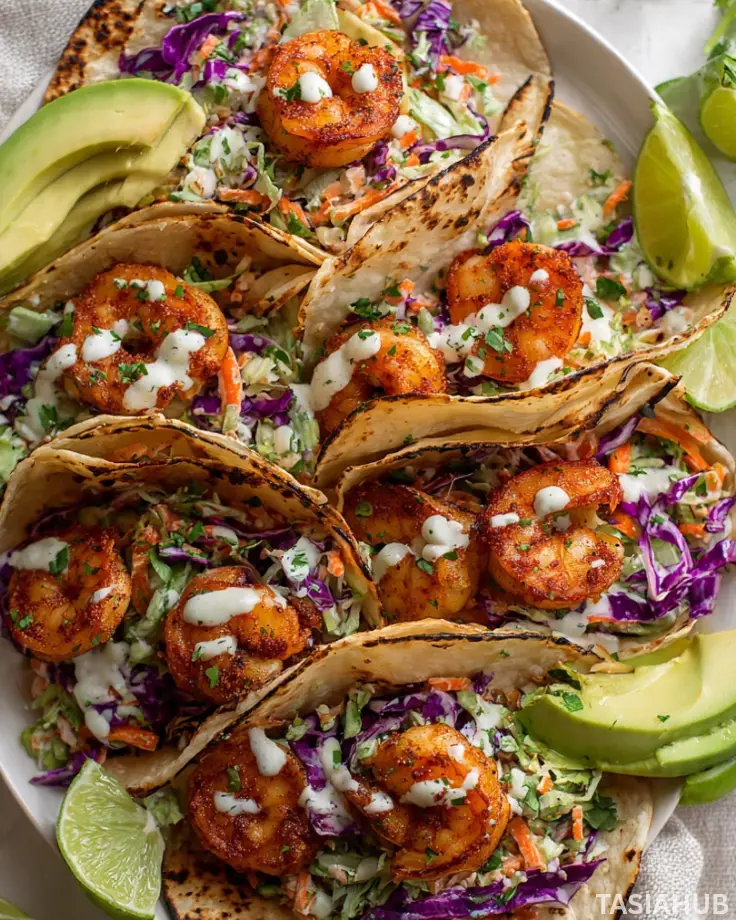 Shrimp tacos with cabbage slaw