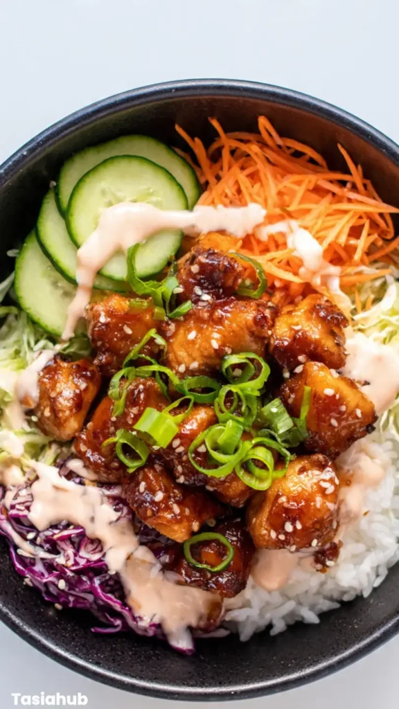 Honey Ginger Chicken Bowl With Yum Yum Sauce