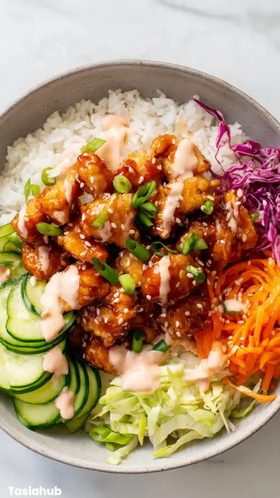 Honey Ginger Chicken Bowls With Yum Yum Sauce
