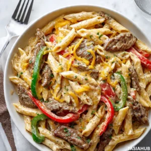 Philly cheese steak pasta
