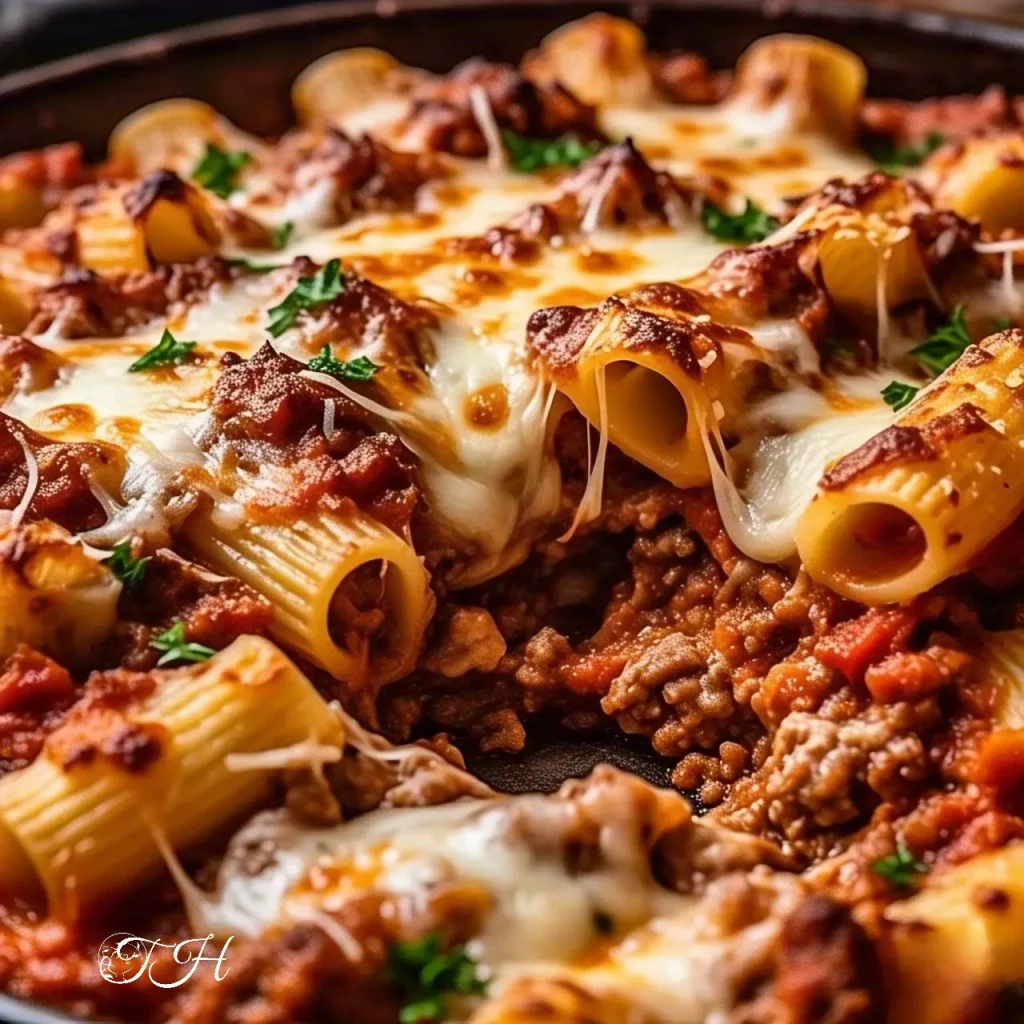Baked rigatoni with ground beef
