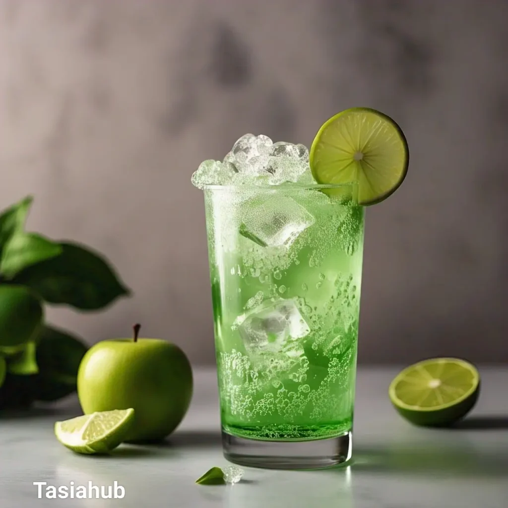 Homemade green apple and lime soda