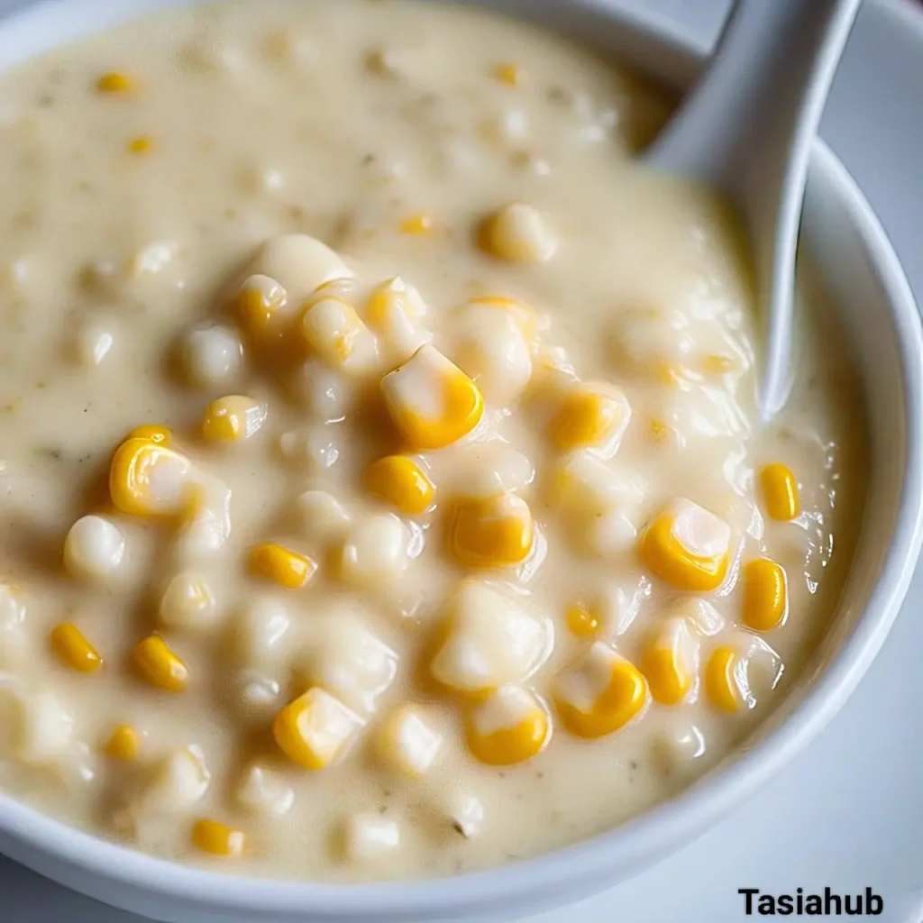 A bowl of crockpot cream corn