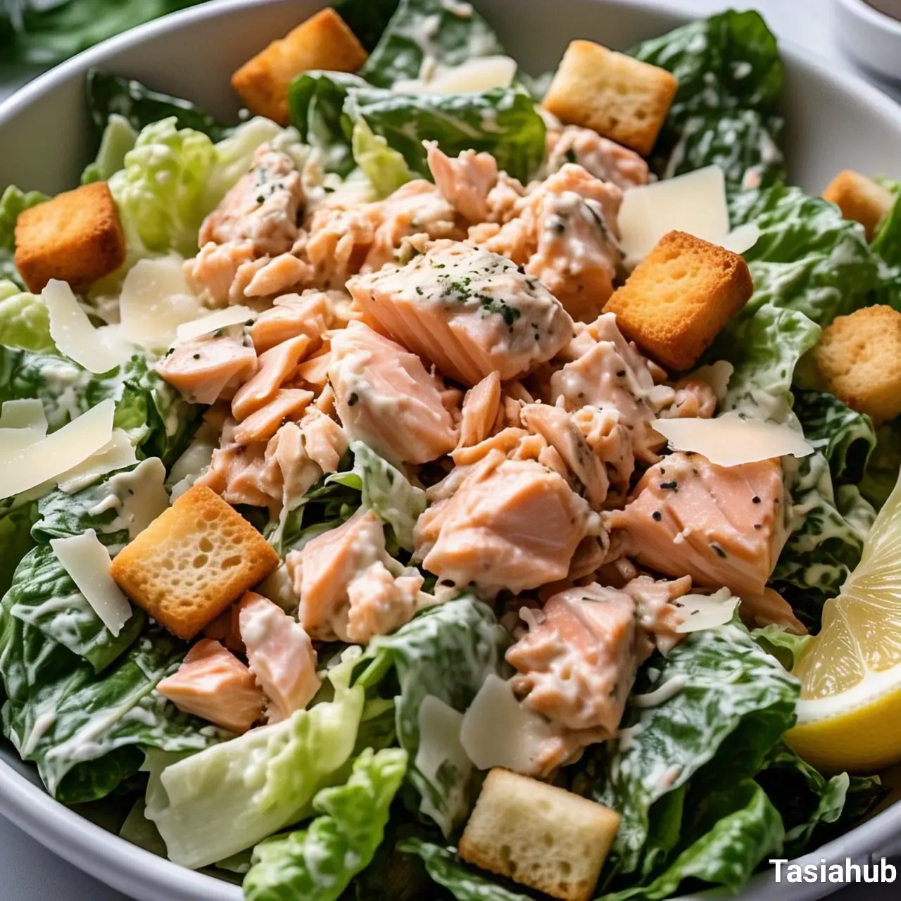 Salmon Caesar salad