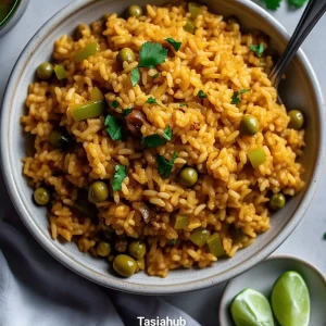 A serving of Puerto Rican rice