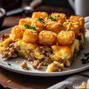 A serving of tater tots breakfast casserole