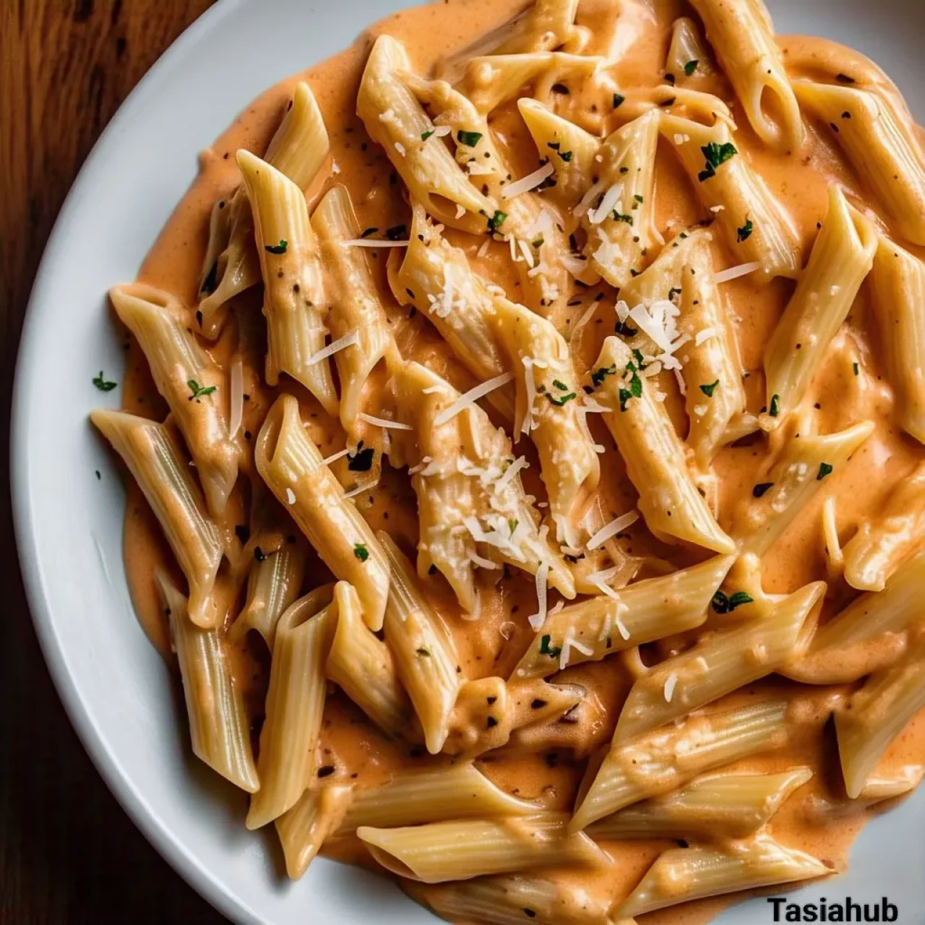 A serving of vodka sauce pasta