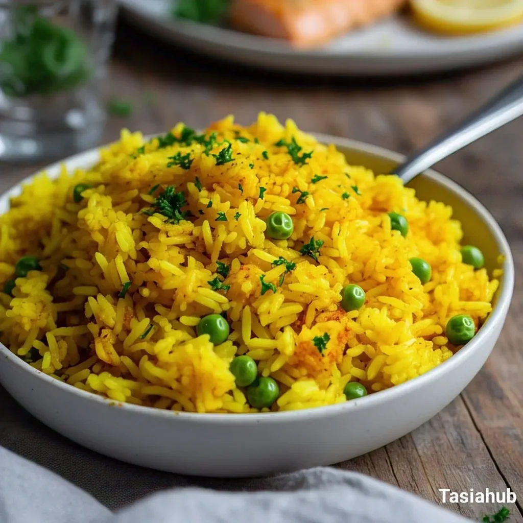 A serving of yellow rice