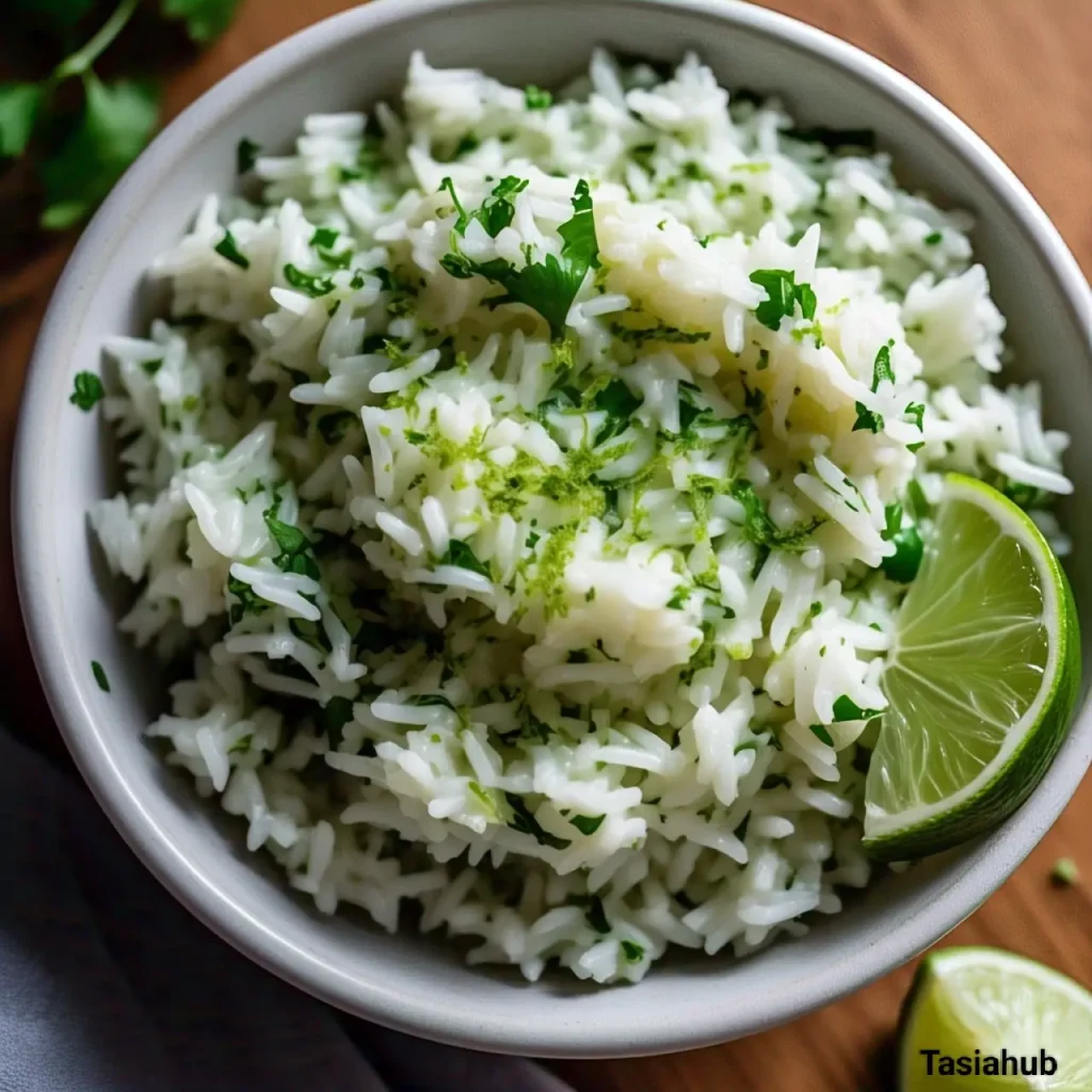 A white bowl of cilantro lime rice
