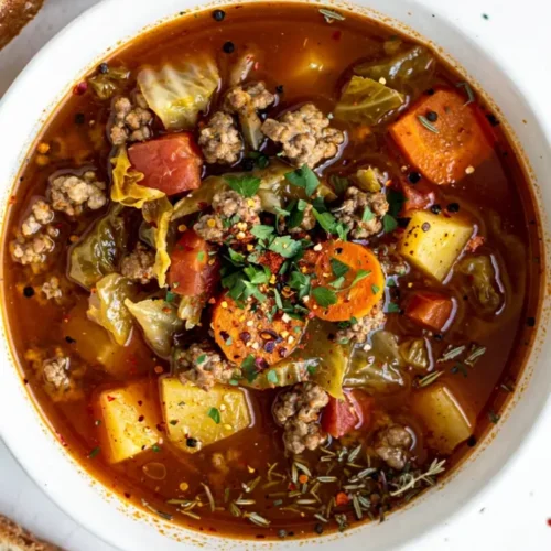 Cabbage Soup with Ground Beef bowl