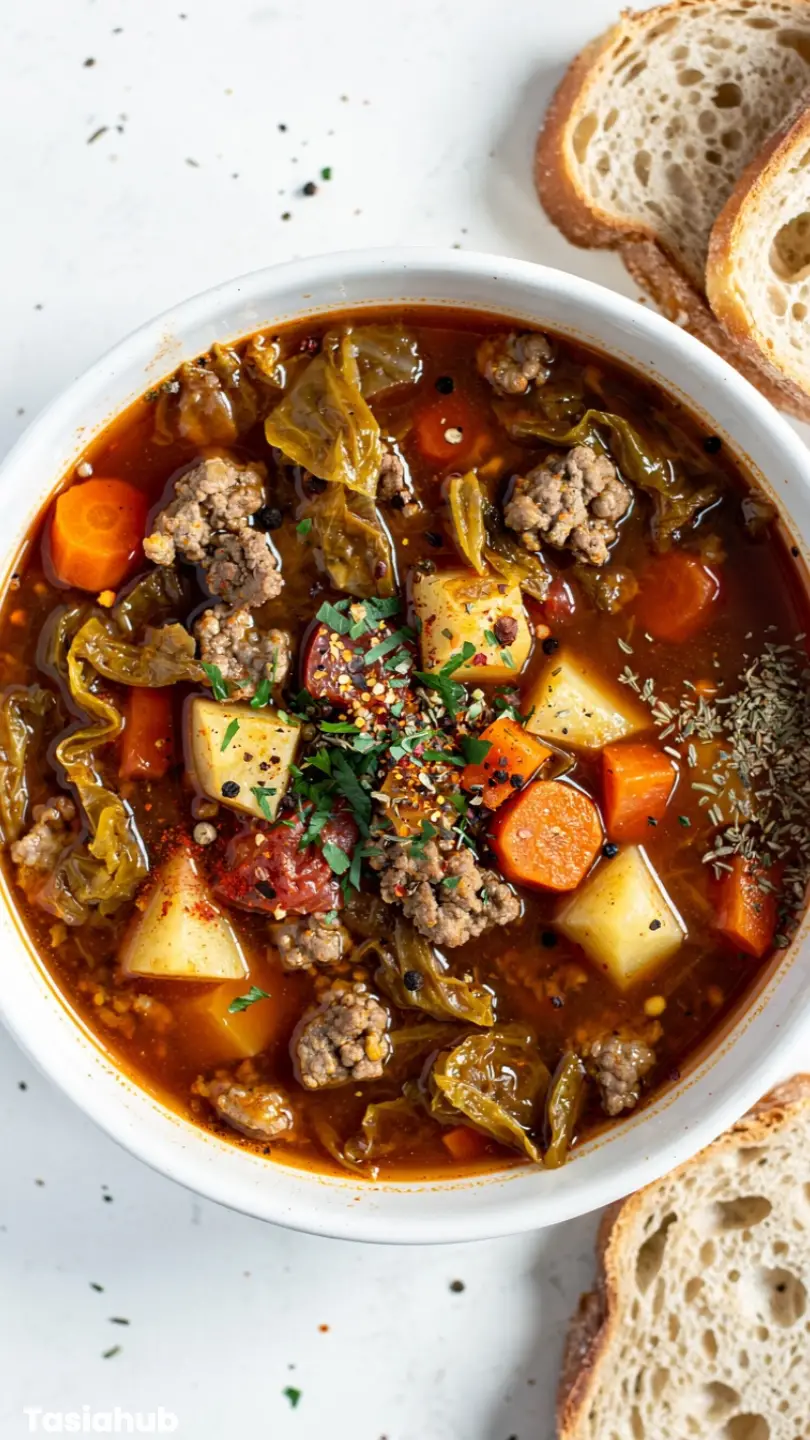 Cabbage Soup with Ground Beef recipe
