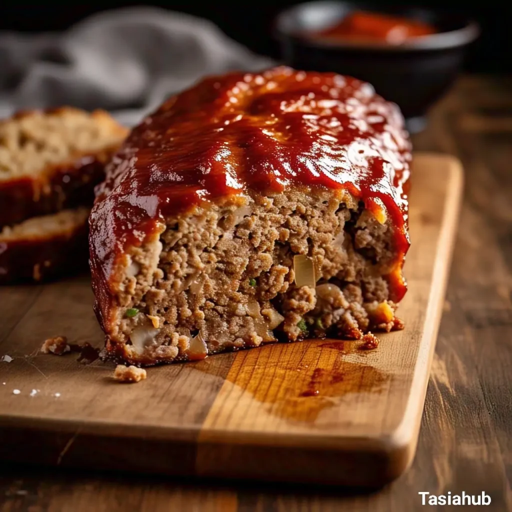 Gluten free meatloaf served on a chopping board