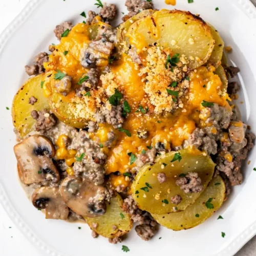 Hobo Casserole with Ground Beef Potatoes dish