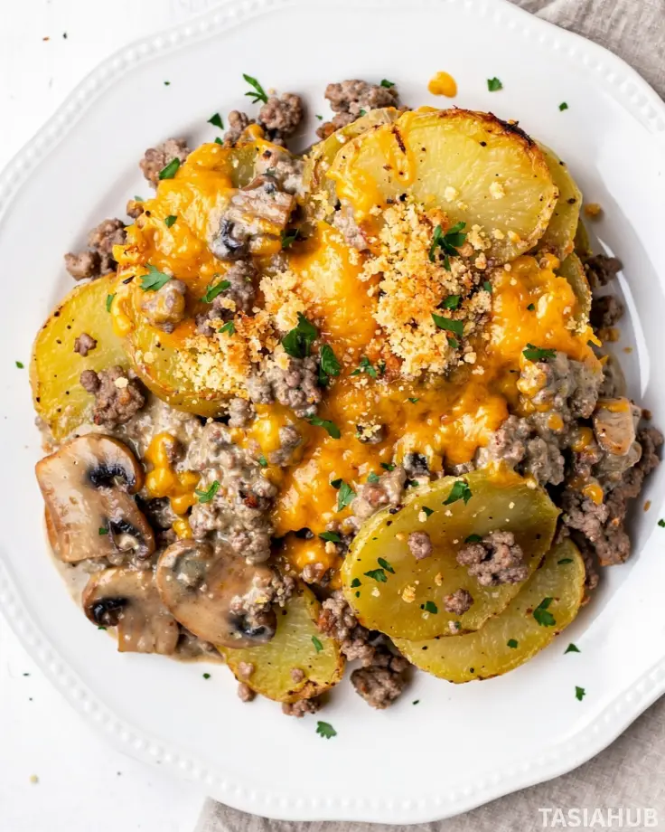 Hobo Casserole with Ground Beef Potatoes dish