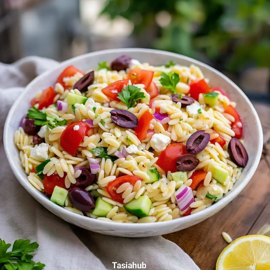 Mediterranean orzo pasta salad