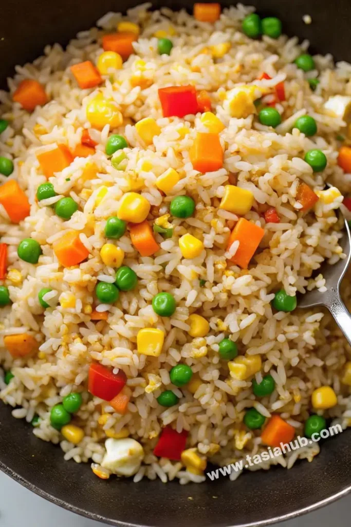 Wok of vegetable fried rice