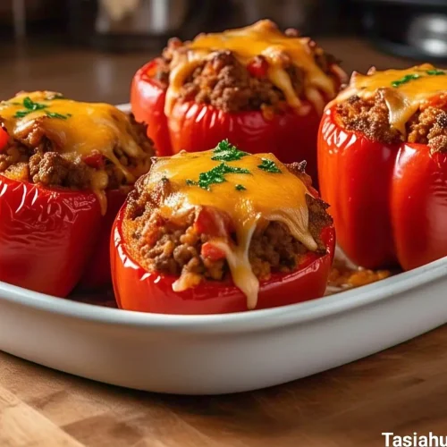 Ground beef stuffed peppers