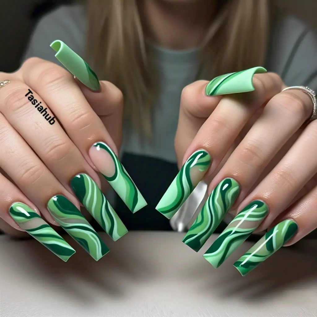 abstract green waves