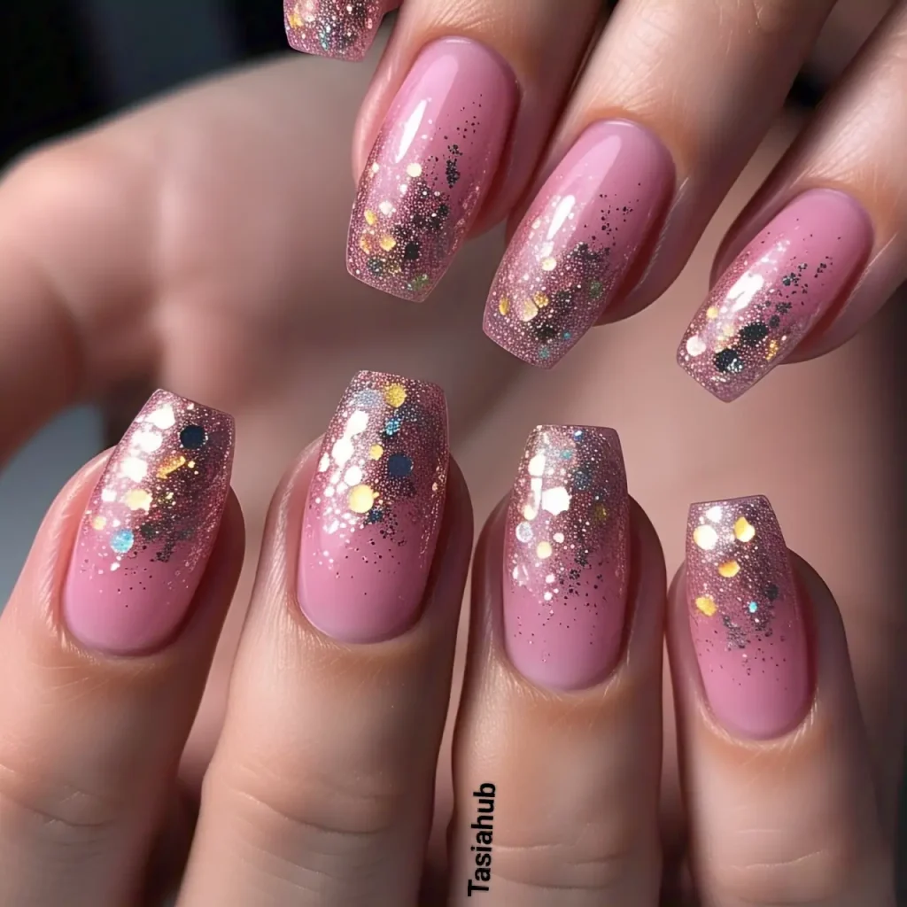 bubblegum pink with glitter