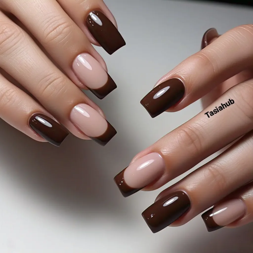 chocolate brown French tips 2