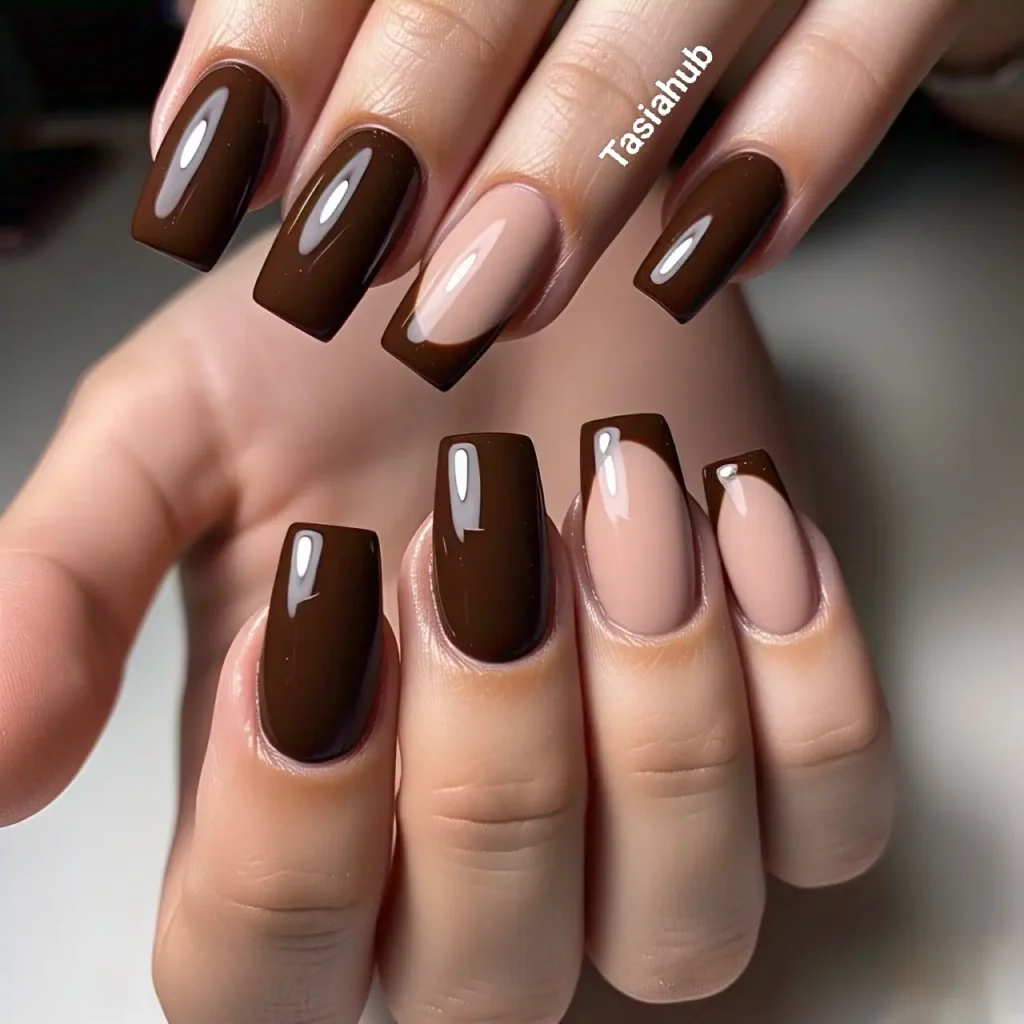 chocolate brown French tips 3