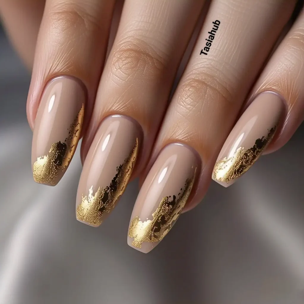 french tips with gold accents 2