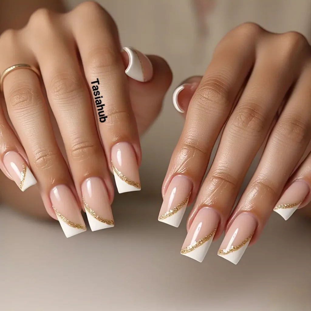 glitter lined french tips