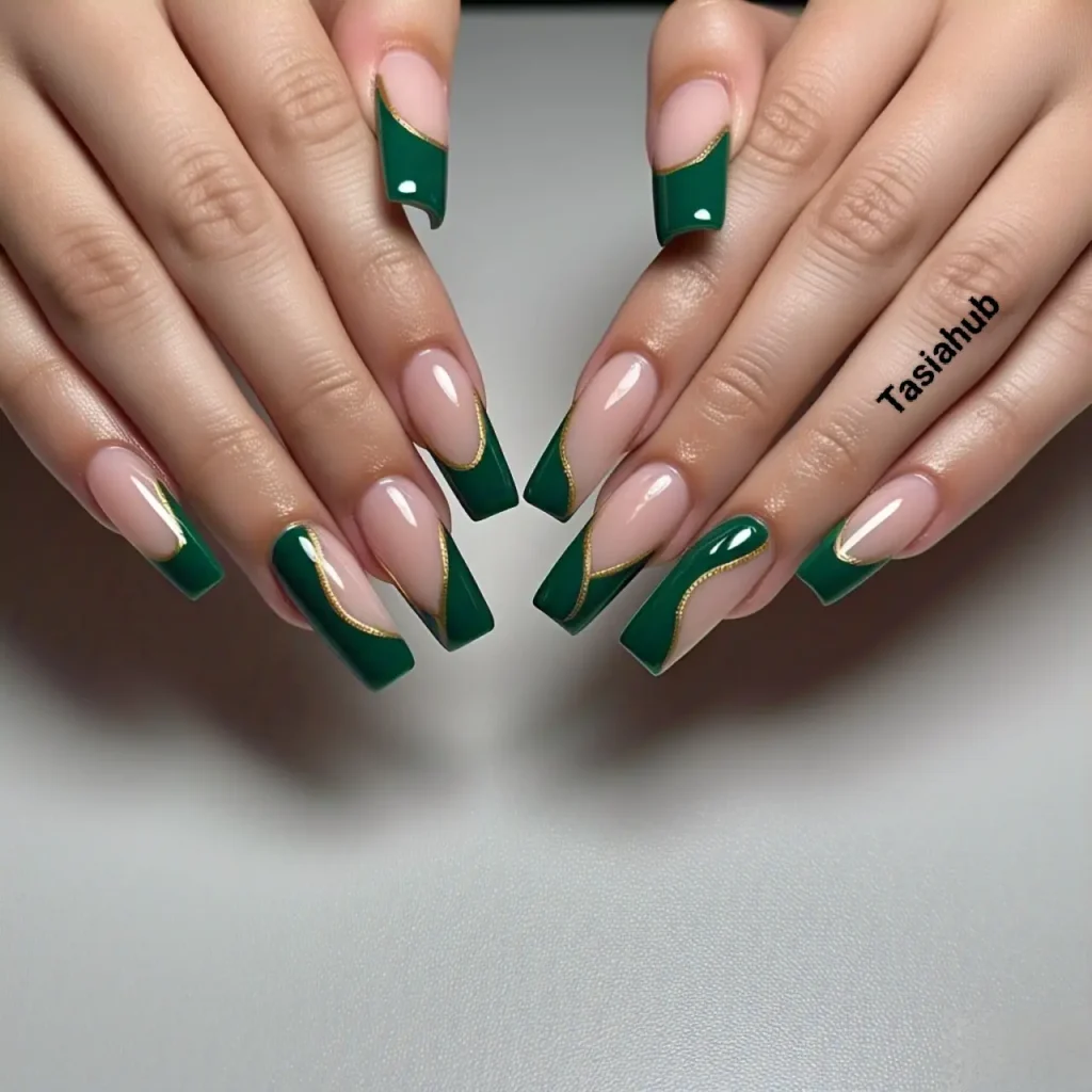 gold lined french tips 2