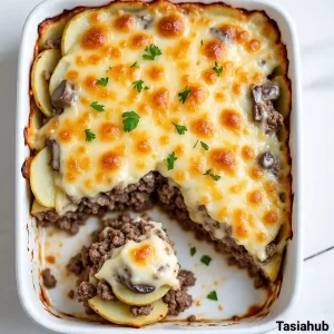 Hobo casserole with ground beef and potatoes