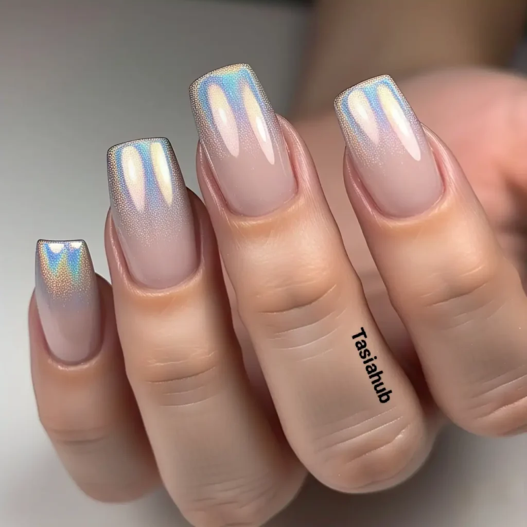 holographic chrome french tips