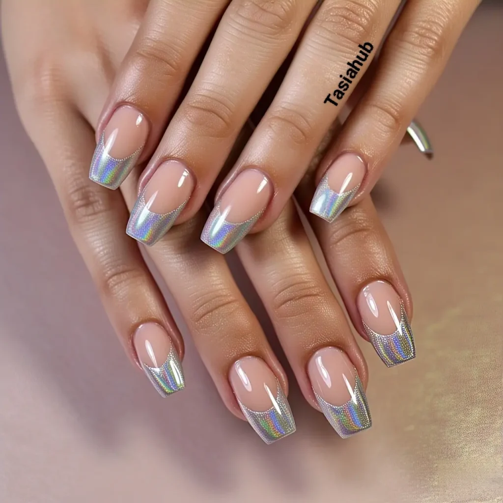 holographic chrome french tips 2