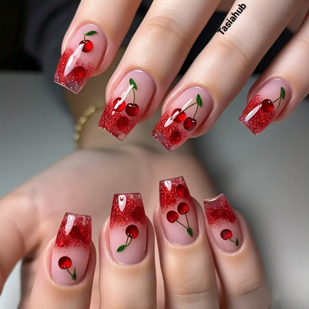 juicy cherry nails