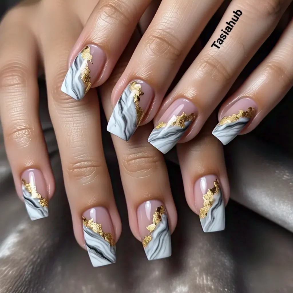 marble french tips 2