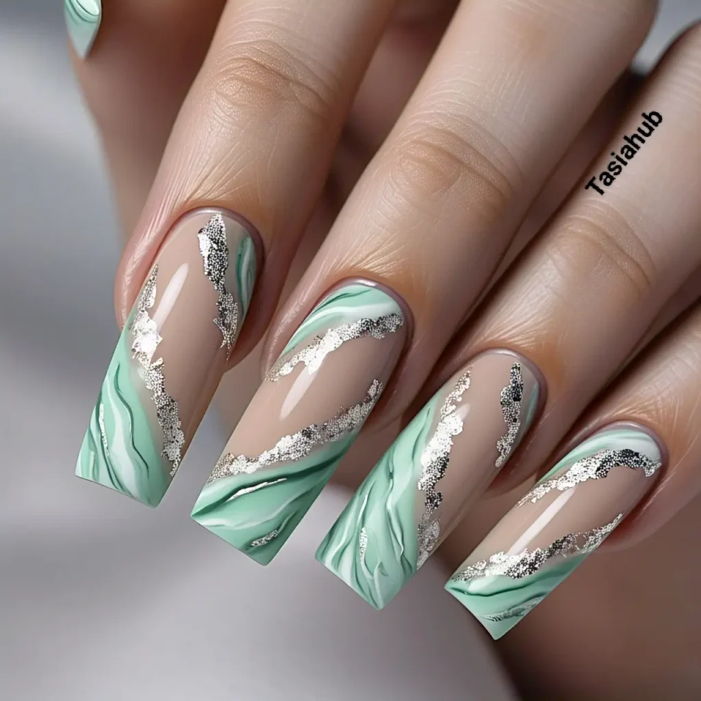 marble mint tips